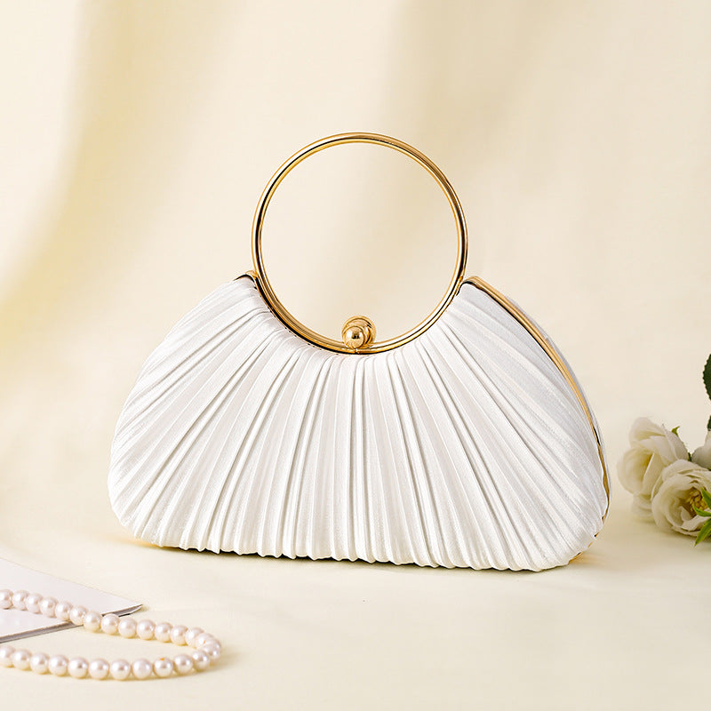 Women's Pleated Temperament Banquet Clutch Dress Garment Handbags