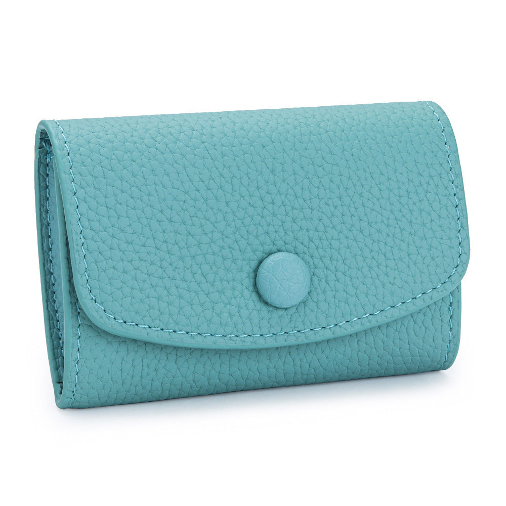 Women's Layer Cowhide Mini Folding Change Certificate Storage Leather Ladies Wallet