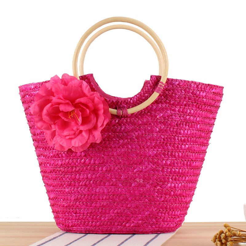 Rattan Straw Hand-woven Seaside Vacation Graphy Handle