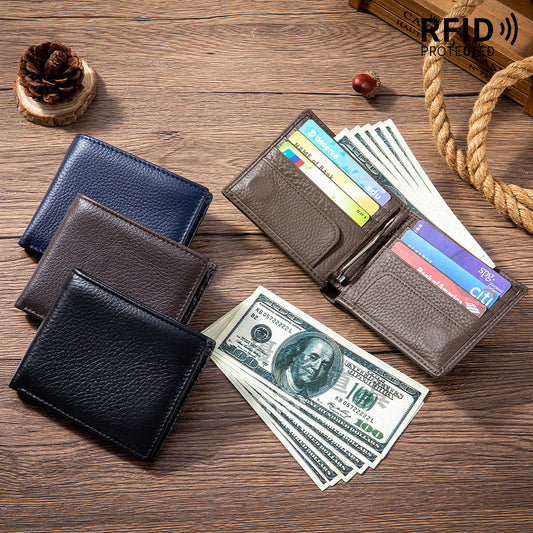 Men's Genuine Leather Retro High-grade Short First Men's Wallet