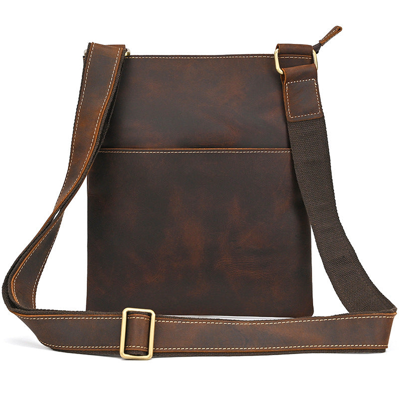 Men's Simple Retro Leather Crazy Horse Cowhide Men's Shoulder Bag