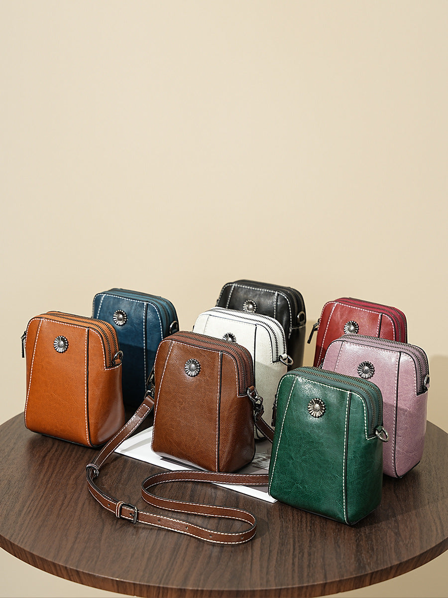 Women's Mobile Large Capacity Simple Leather Niche Women's Messenger Bag
