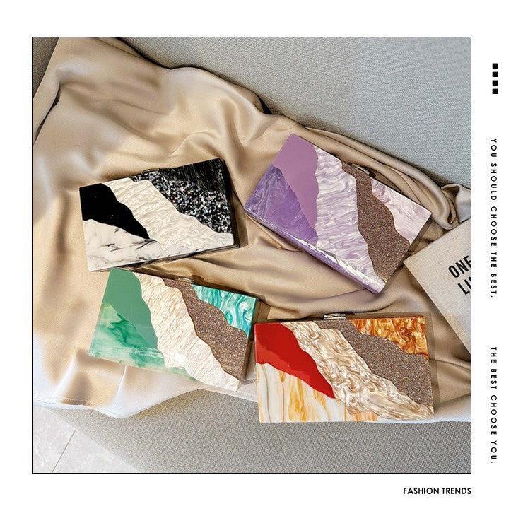 Women's Color Contrast Patchwork Acrylic Wedding Party Bags