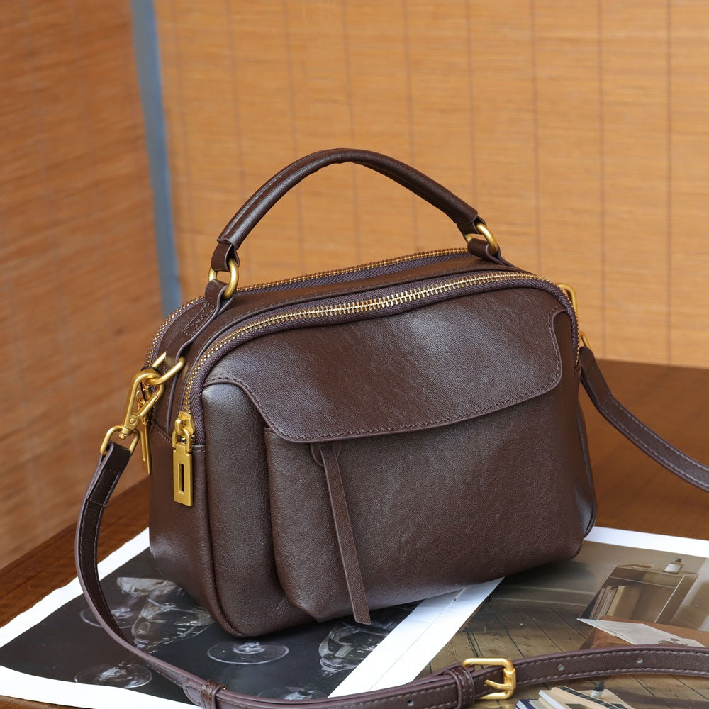 Women's Boston Vintage Top Layer Crystal Vegetable Women's Messenger Bag