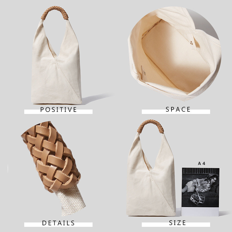 Canvas Saddle Simple Style Solid Color Bags
