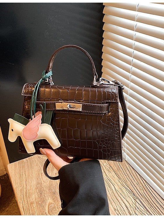 Women's High-grade Stone Pattern Latch Fashion Retro Small Square Bag