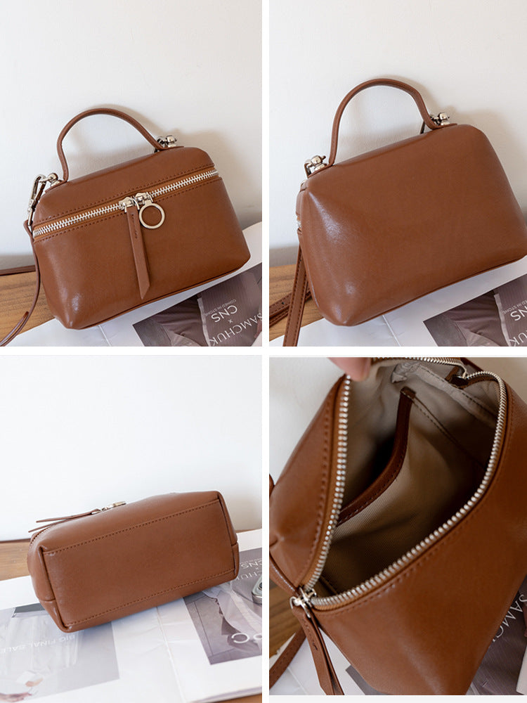 Vegetable Tanning Leather Box Female Niche Women's Messenger Bag