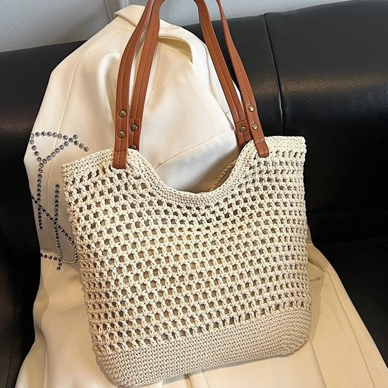 Women's Straw Fresh Holiday Crochet Woven Large Capacity Totes Bags