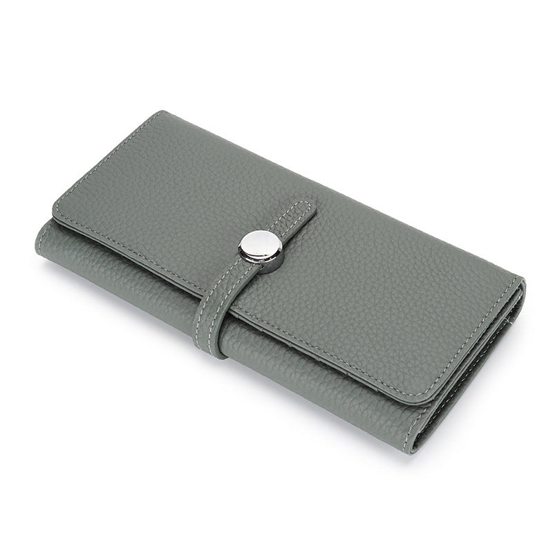 Women's Genuine Leather Folding Large Capacity Soft Cowhide Ladies Wallet