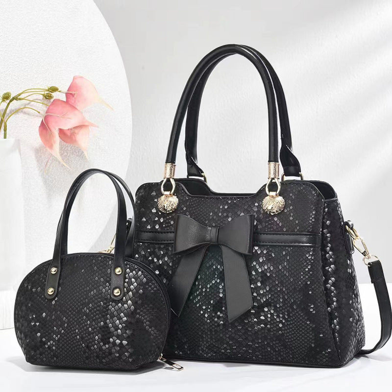Women's Bow Female Snake Pattern Texture Women's Handbag