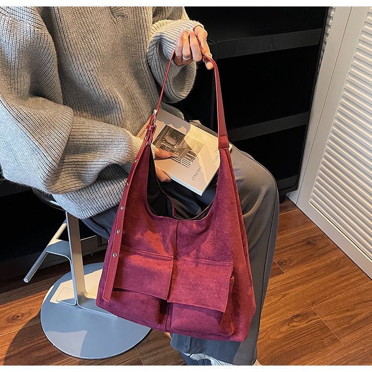 Women's Suede Underarm Versatile Retro One Large Capacity Women's Shoulder Bag