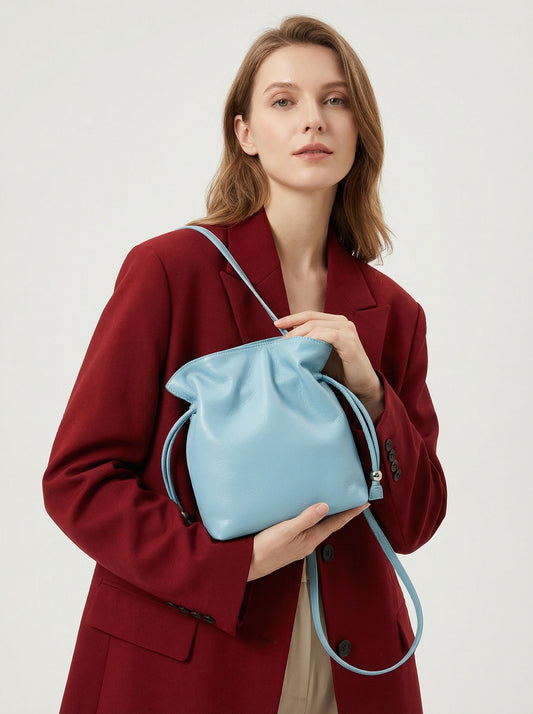 Early Spring Solid Color Genuine Geometric Exquisite Women's Leather Bag