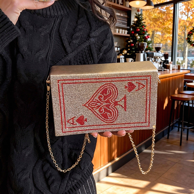 Women's Creative Playing Cards Box Rhinestone Versatile Bags