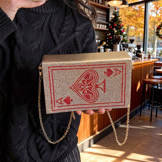 Women's Creative Playing Cards Box Rhinestone Versatile Bags