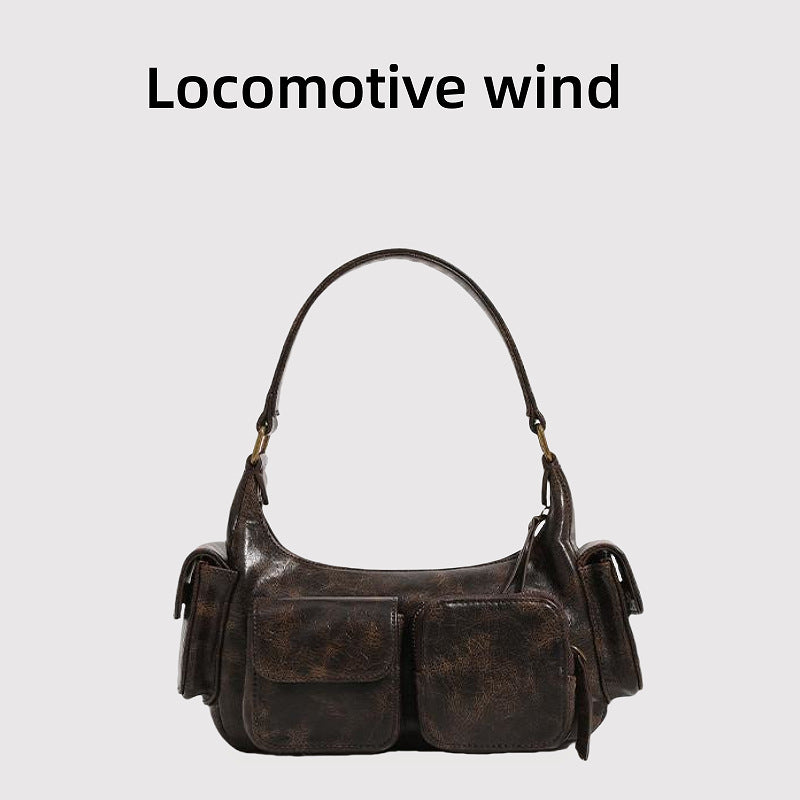 Retro American Hot Underarm Design Motorcycle Waste Soil Trendy Women's Handbag
