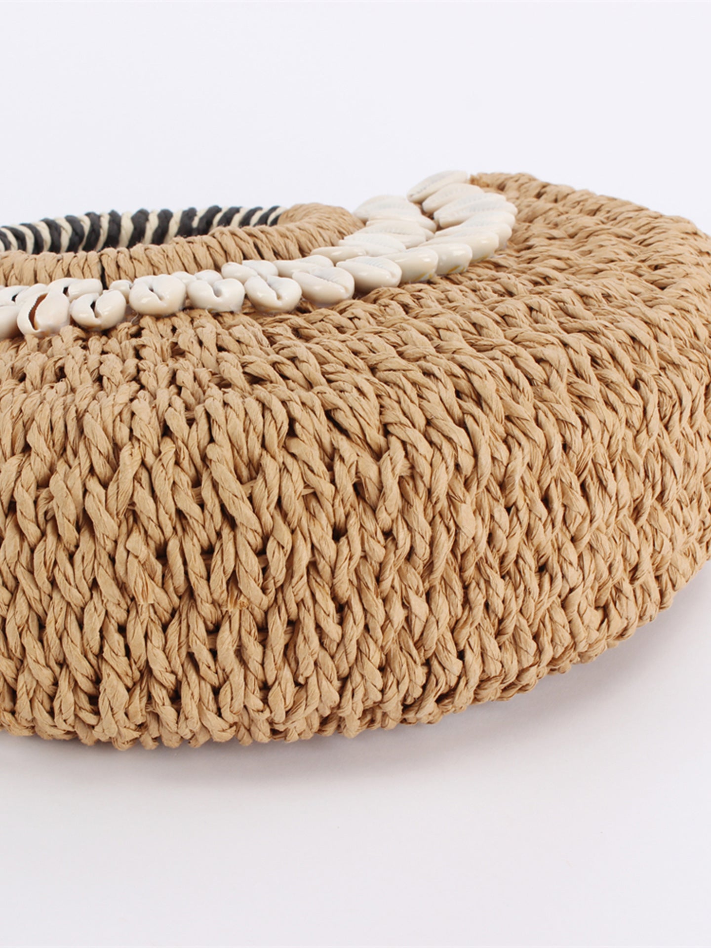 Women's Style Semicircle Hand Carrying Straw Sewing Natural Women's Messenger Bag