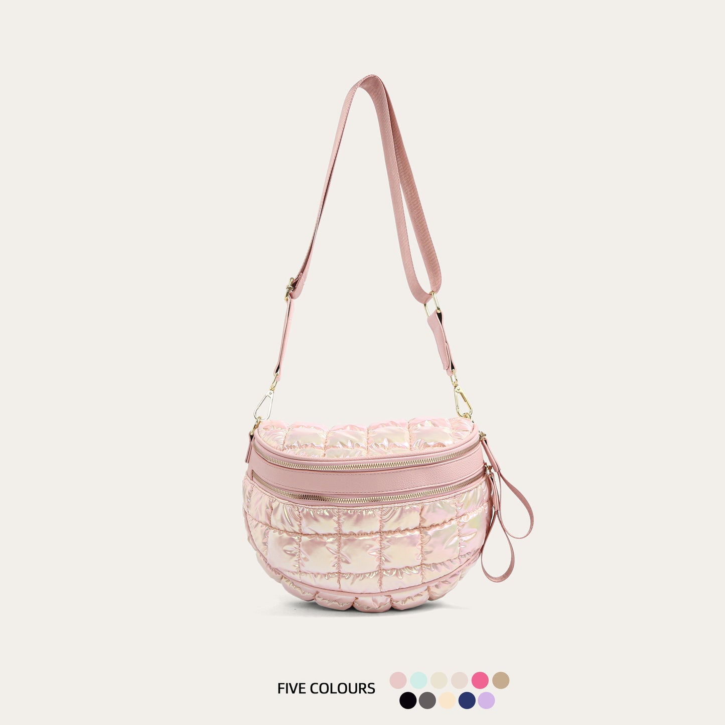 Women's Solid Color Large Capacity Double Zipper Women's Messenger Bag