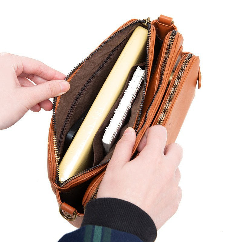 Women's & Men's Retro Leather Commuter High Sense Women's Messenger Bag
