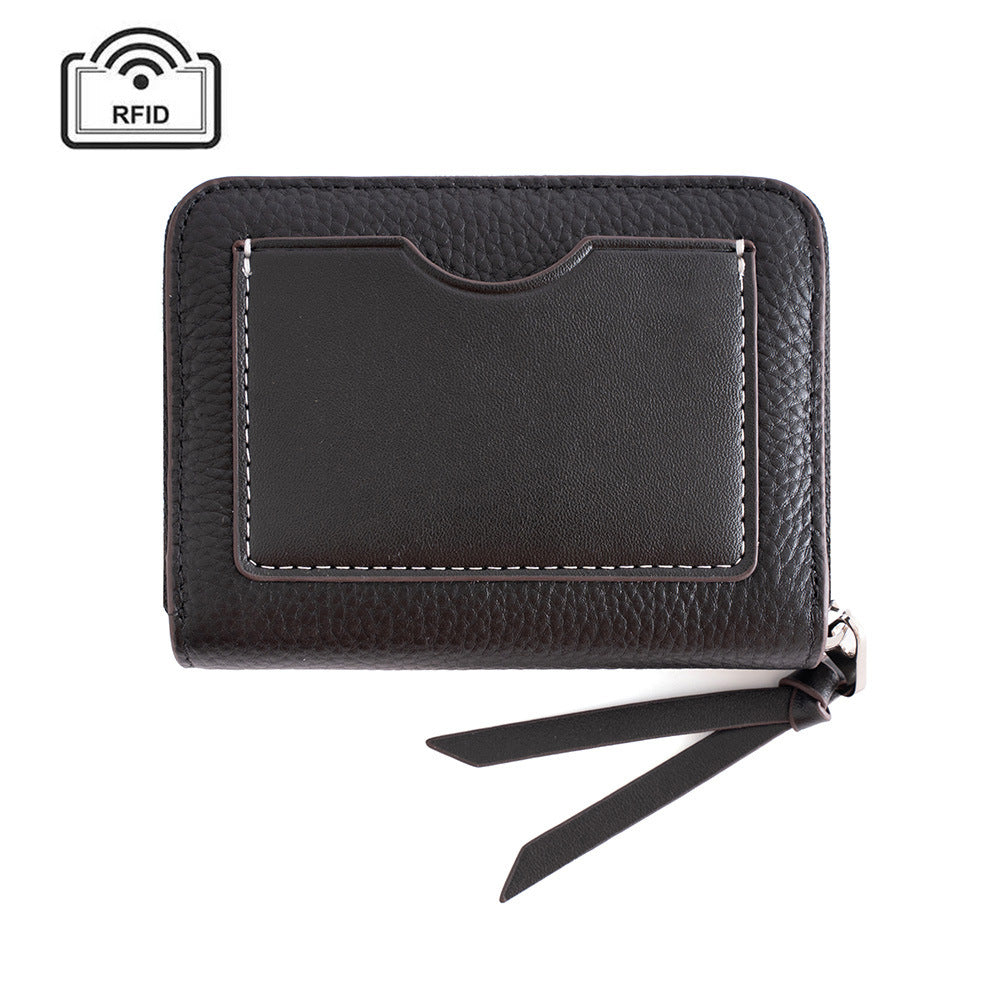 Women's Leather Made Korean Fashion Color Contrast First Layer Card Holder