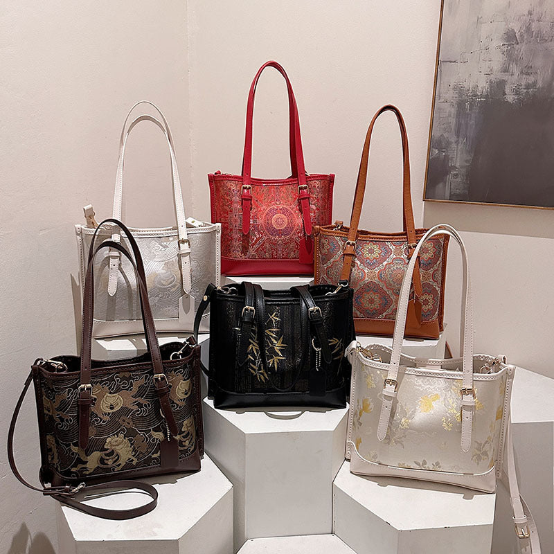 Chinese Style Pattern Material Handmade Big Women's Shoulder Bag
