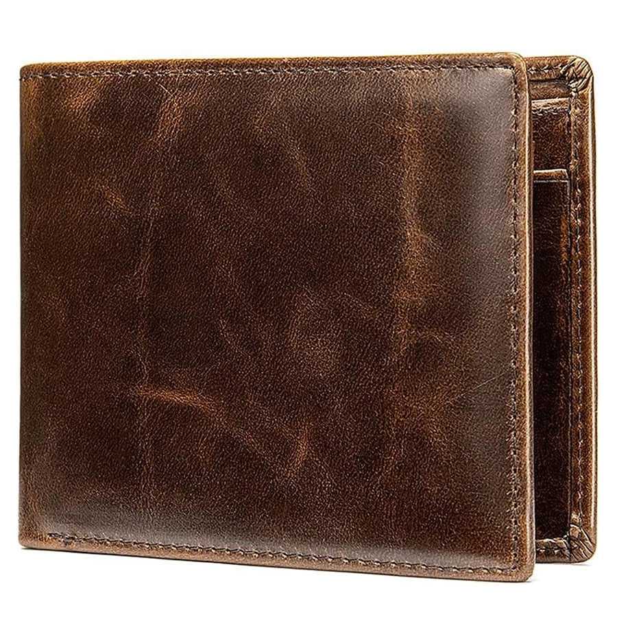 Men's Vintage Leather Swiping Gold Clip Short Purses