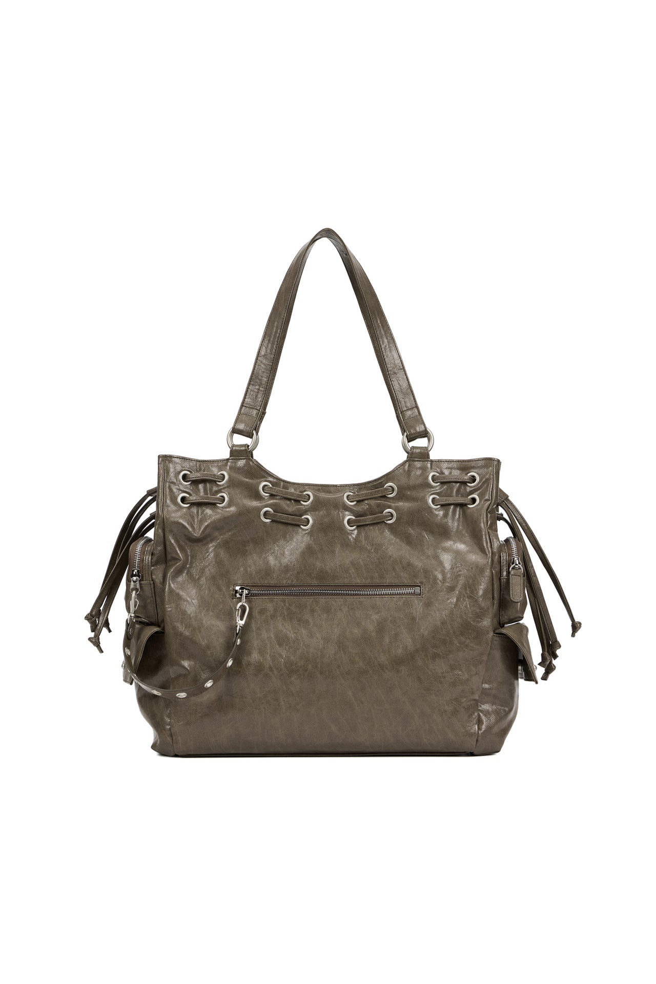 Women's Niche Motorcycle Large Drawstring Pocket Studded Tote Bag