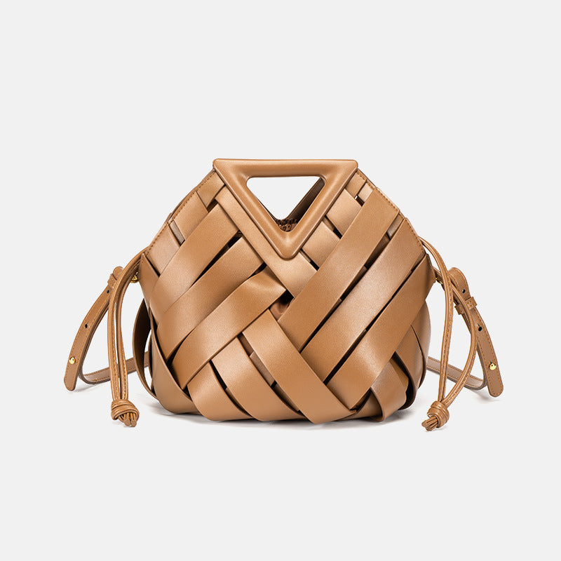 Women's Inverted Triangle Portable Vegetable Basket Hand Drawstring Women's Messenger Bag